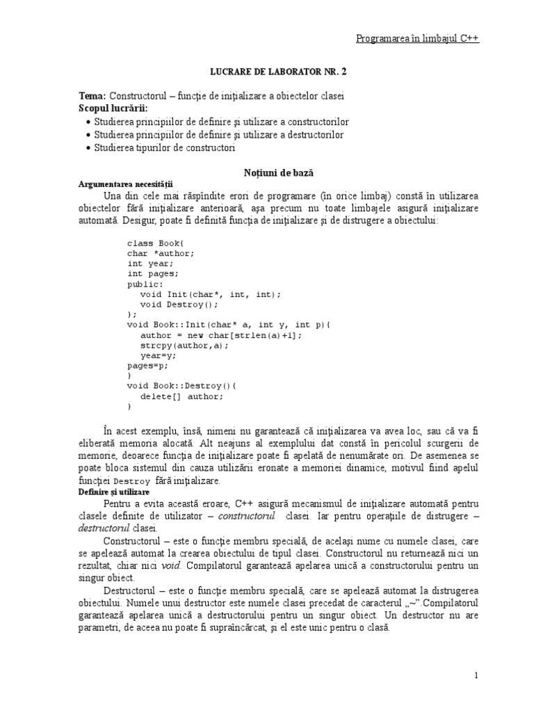 Laborator 2 C++ | PDF