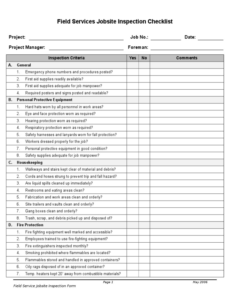 Example 4 - Field Services Inspection Checklist | PDF | Scaffolding ...