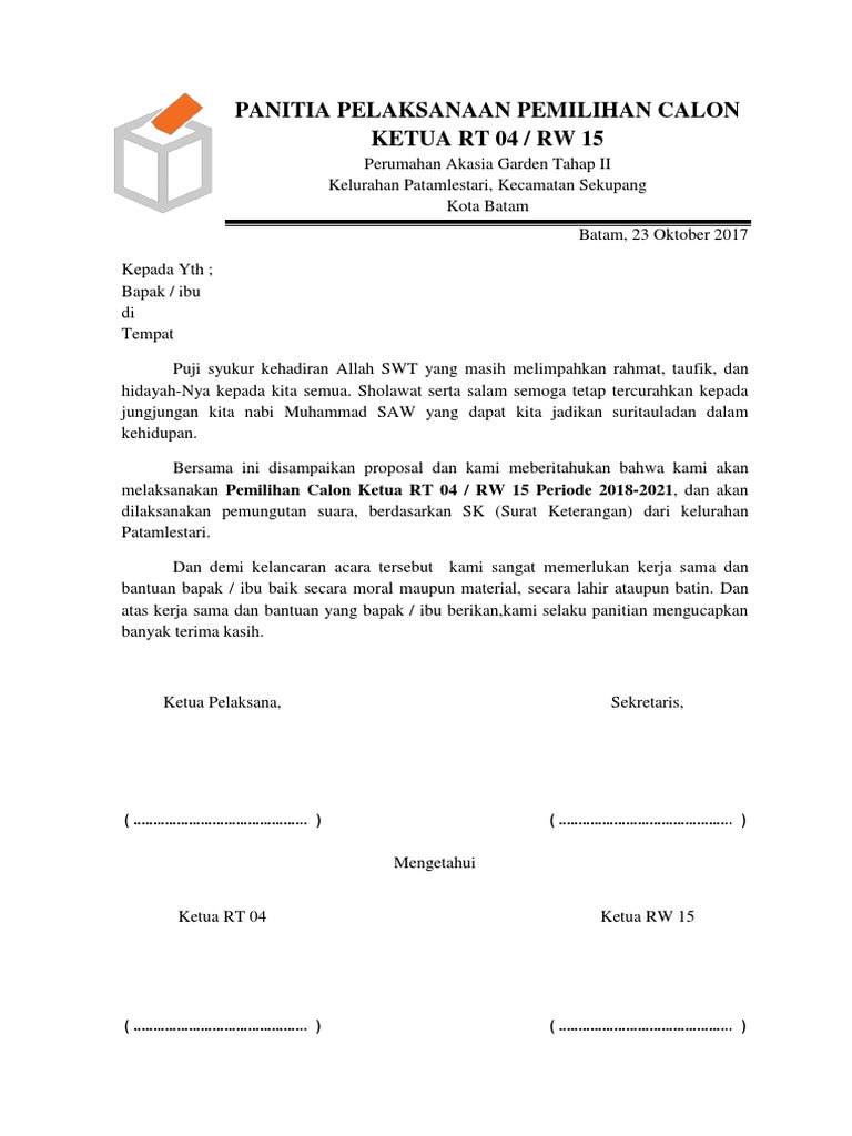 Contoh Surat Pengunduran Diri Dari Calon Ketua Rt Berbagi Contoh