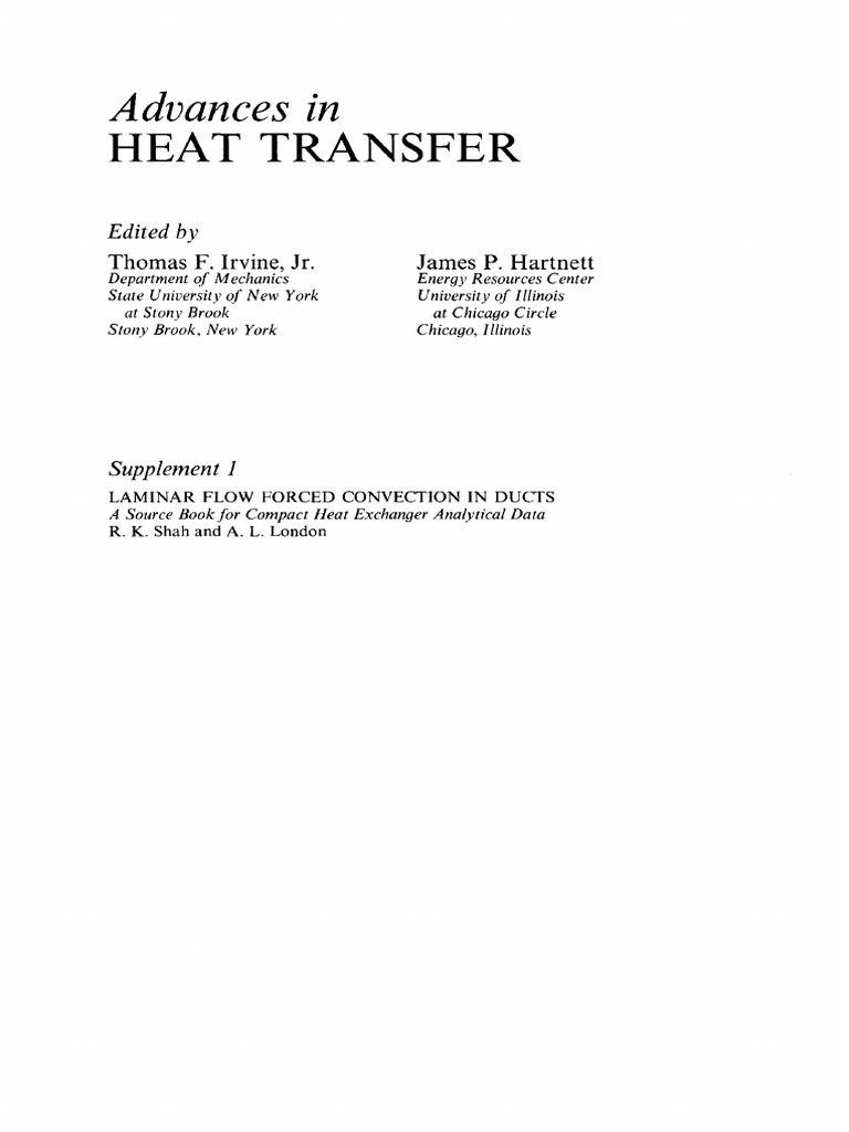 Advances in Laminar Flow Heat Transfer | PDF