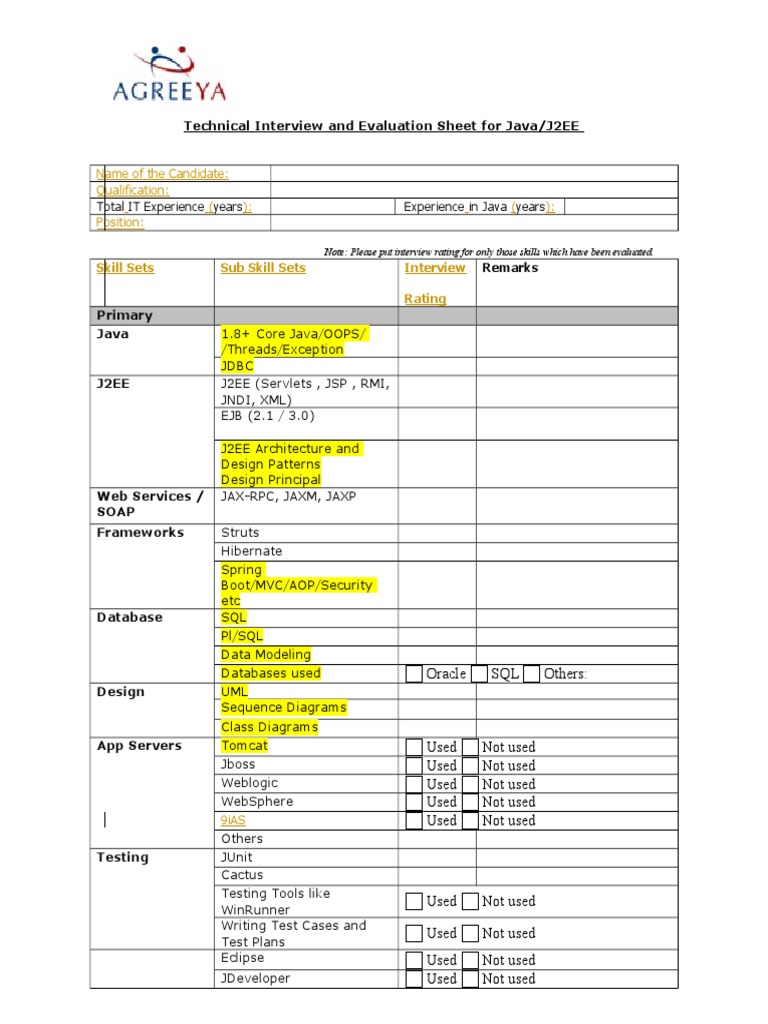Assessment Form For Java Positions | PDF | Java Platform | Java ...