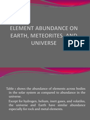 Lesson 2 Universe And The Solar System Element Abundance On