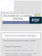 Features of Academic Writing