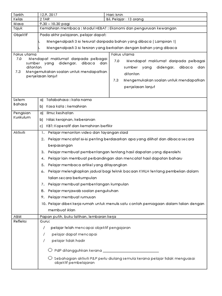 Contoh Rph Teknik Bacaan Modul Hebat Pdf