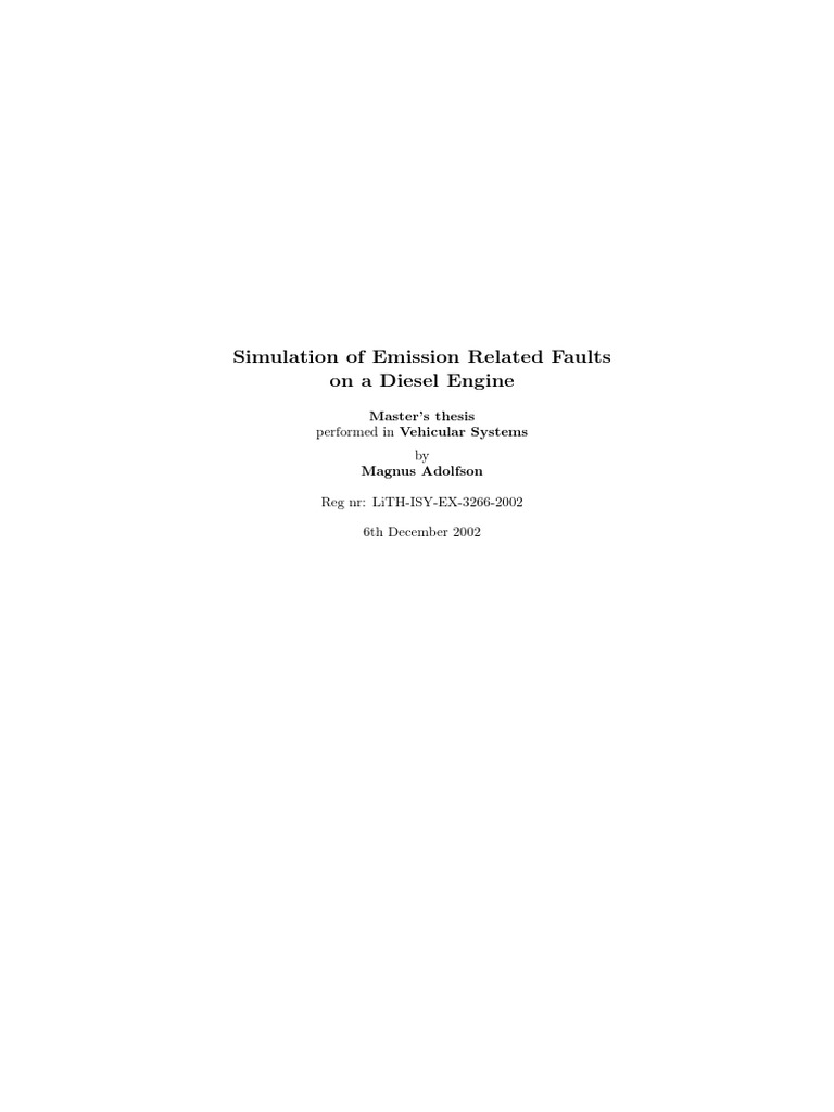 Simulation of Emission Related Faults On A Diesel Engine PDF