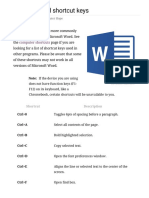 Microsoft Word Shortcut Keys PDF