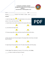 MAPEH Grade 1 Third Quarterly Test