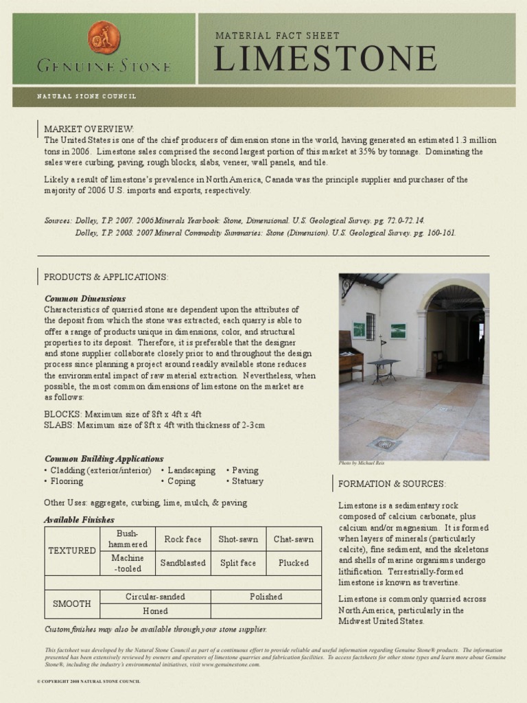 Limestone Material Fact Sheet 022509 Download Free PDF Limestone