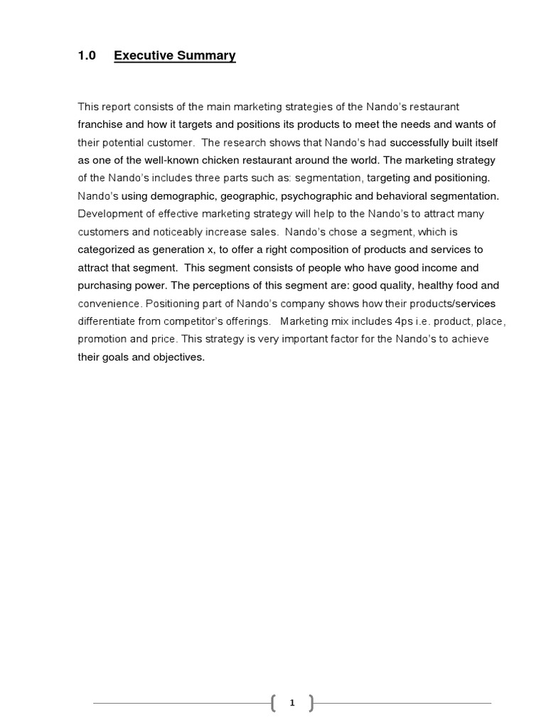 Marketing Final Nando S | PDF | Market Segmentation | Pricing