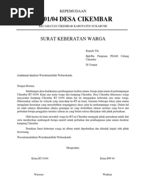 Surat Keberatan Warga