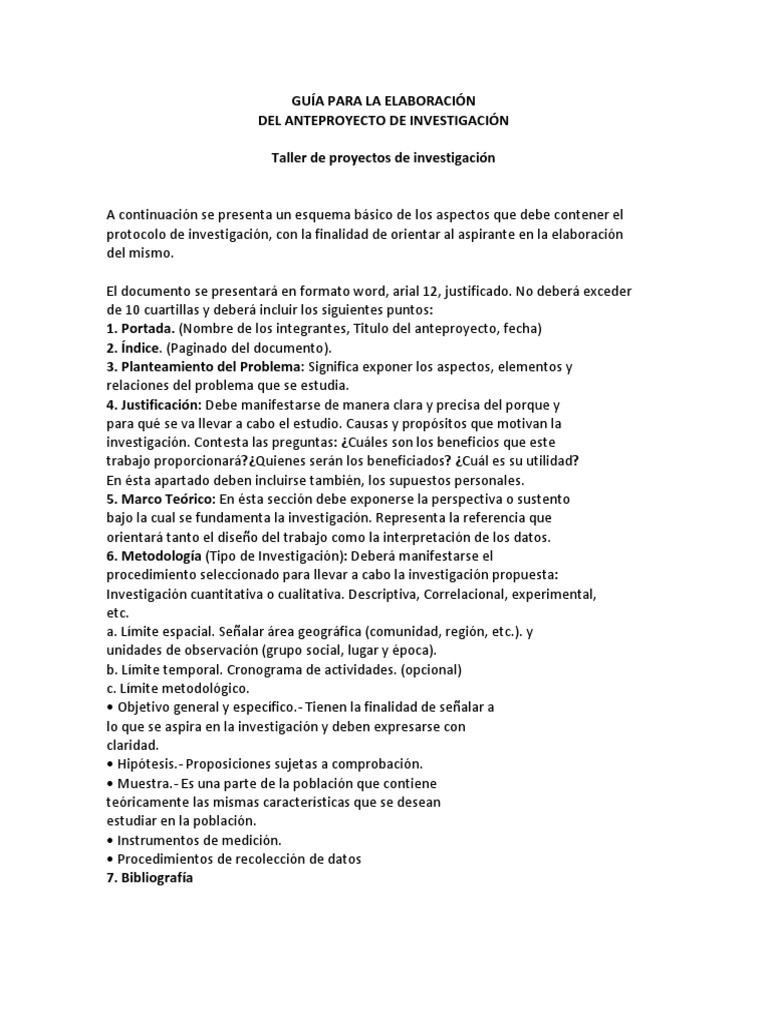 Guía para La Elaboración Anteproyecto | PDF | Epistemología | Cognición