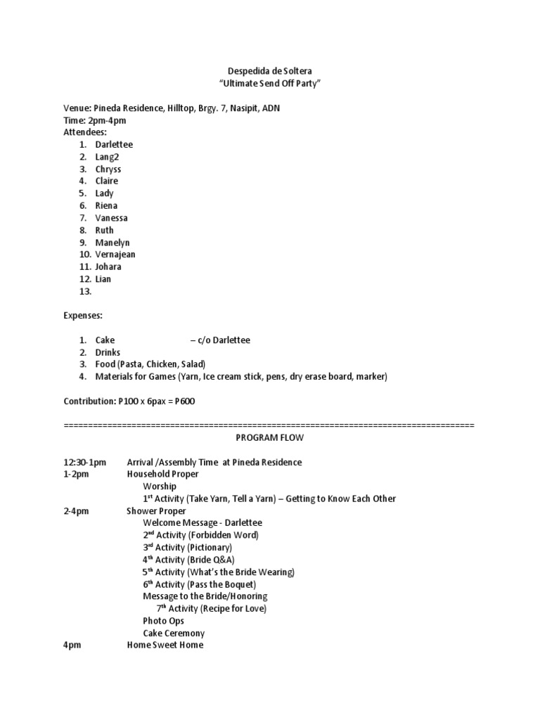 Bridal Shower Pdf Bride Bridesmaid