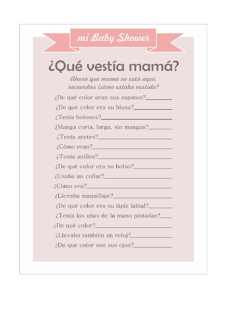 Juegos Para Baby Shower Que Vestia Mama Tengo Un Juego