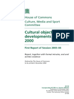 Cultural Objects: Developments Since 2000: House of Commons Culture, Media and Sport Committee