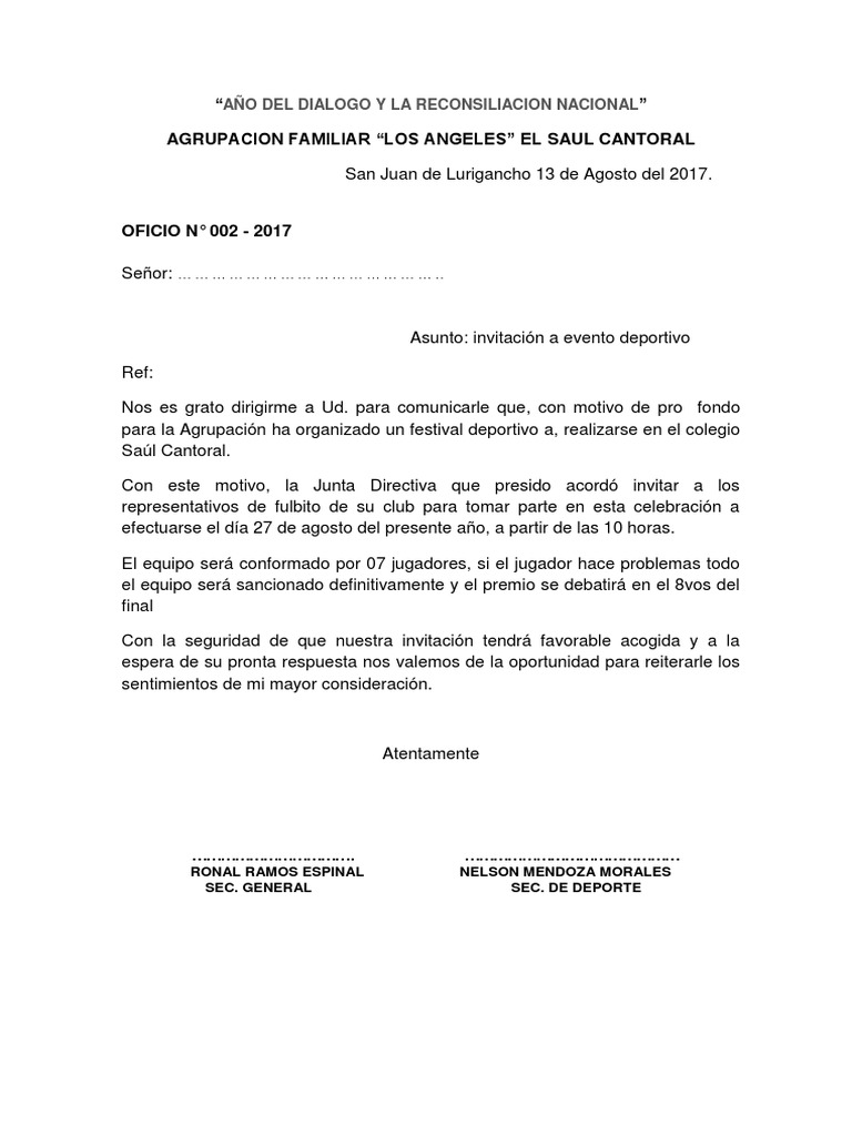 Oficio Invitacion | PDF