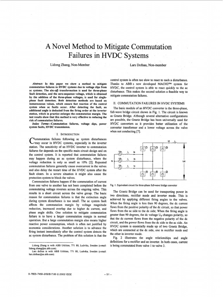 HVDC Commutation Failure Mitigation | PDF | High Voltage Direct Current ...