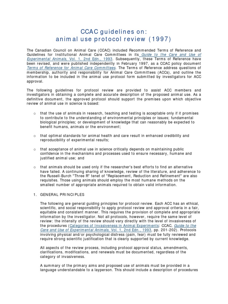 Animal Use Protocol - Review PDF | PDF | Animal Testing | Experiment