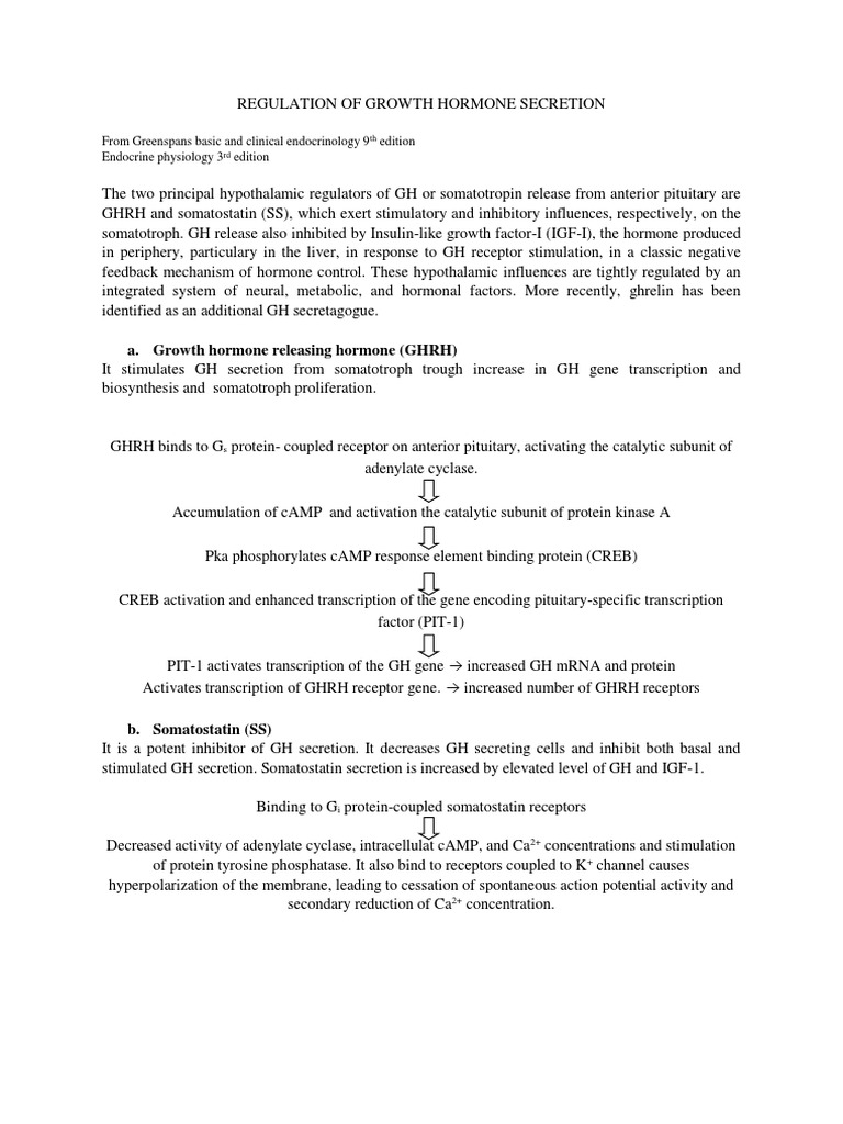 Growth Hormone Regulation Mechanisms | PDF | Growth Hormone | Insulin ...