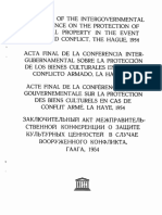 1954 Onvención Para La Protección de Los Bienes Culturales en Caso de Conflicto Armado y Reglamento Para La Aplicación de La Convención 1954