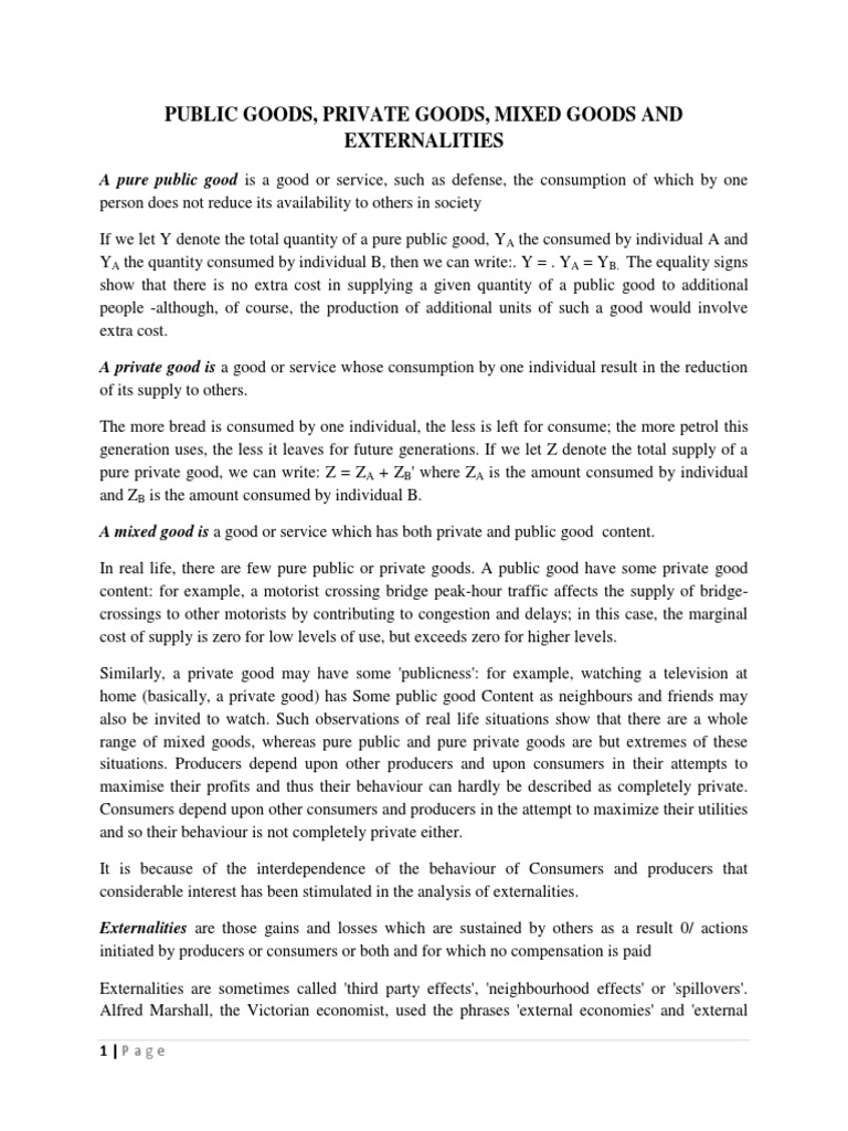 Public Goods And Externalities Pdf Externality Public Good