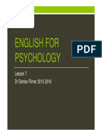 English For Psychology: Lesson 7 DR Denise Filmer 2015-2016