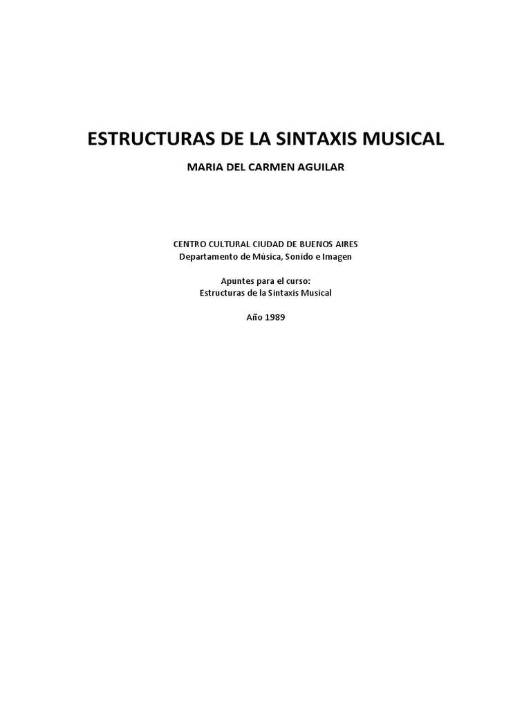Estructuras de La Sintaxis Musical PDF Ritmo Armonía