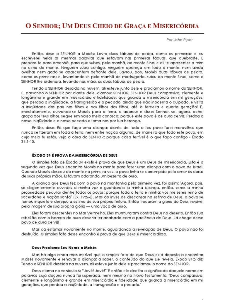 John Piper - O Senhor Um Deus Cheio de Graça e Misericórdia | PDF ...
