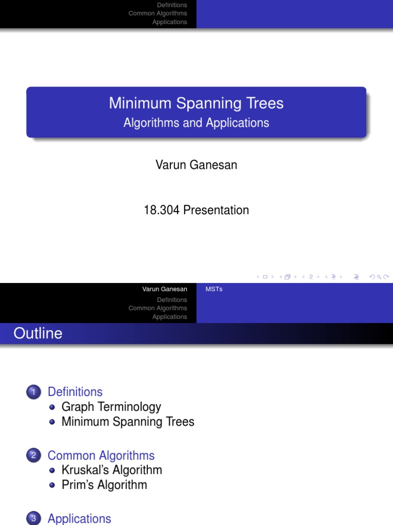 Minimum Spanning Trees Overview | PDF | Graph Theory | Combinatorics