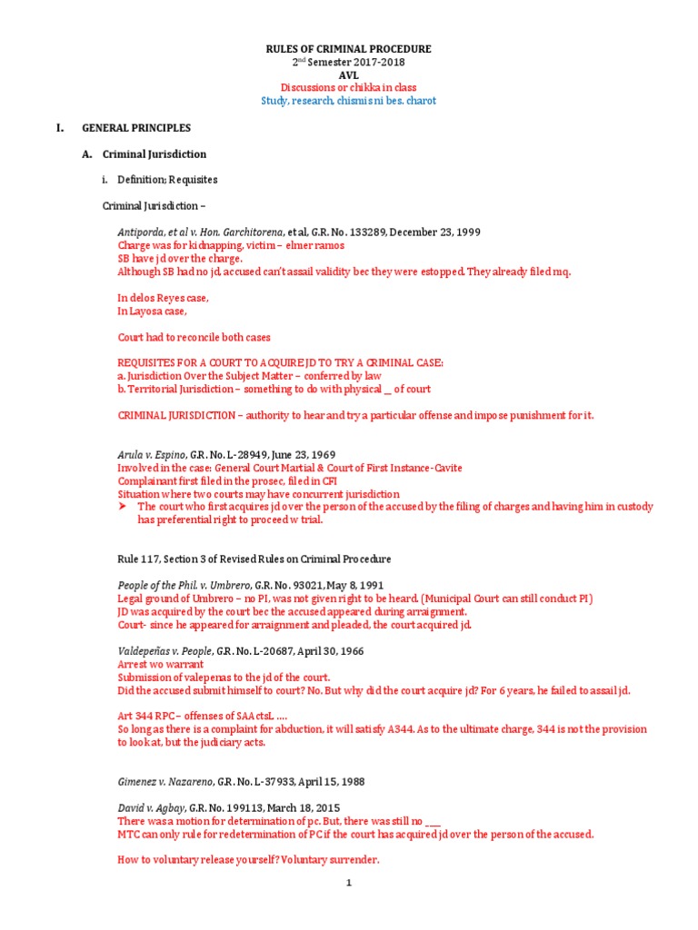 Criminal Procedure and Jurisdiction Overview | PDF | Original ...