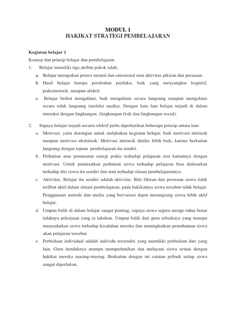 Strategi Pembelajaran Di Sd Modul 1 12