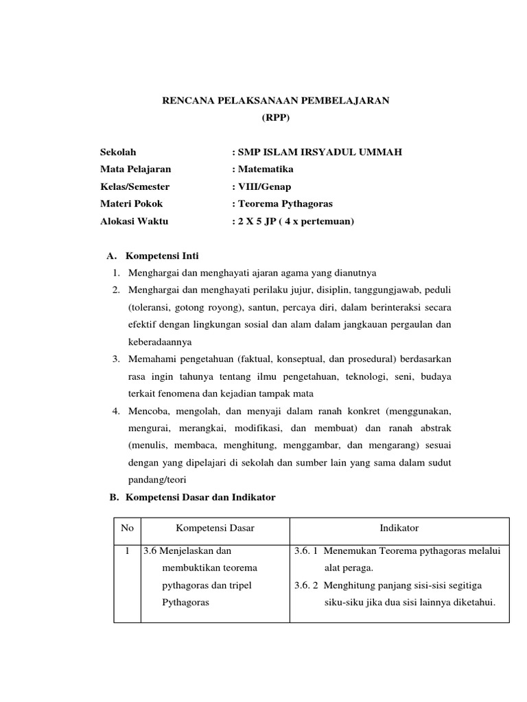 Kd 3 6 Teorema Pythagoras Materi Pengayaan