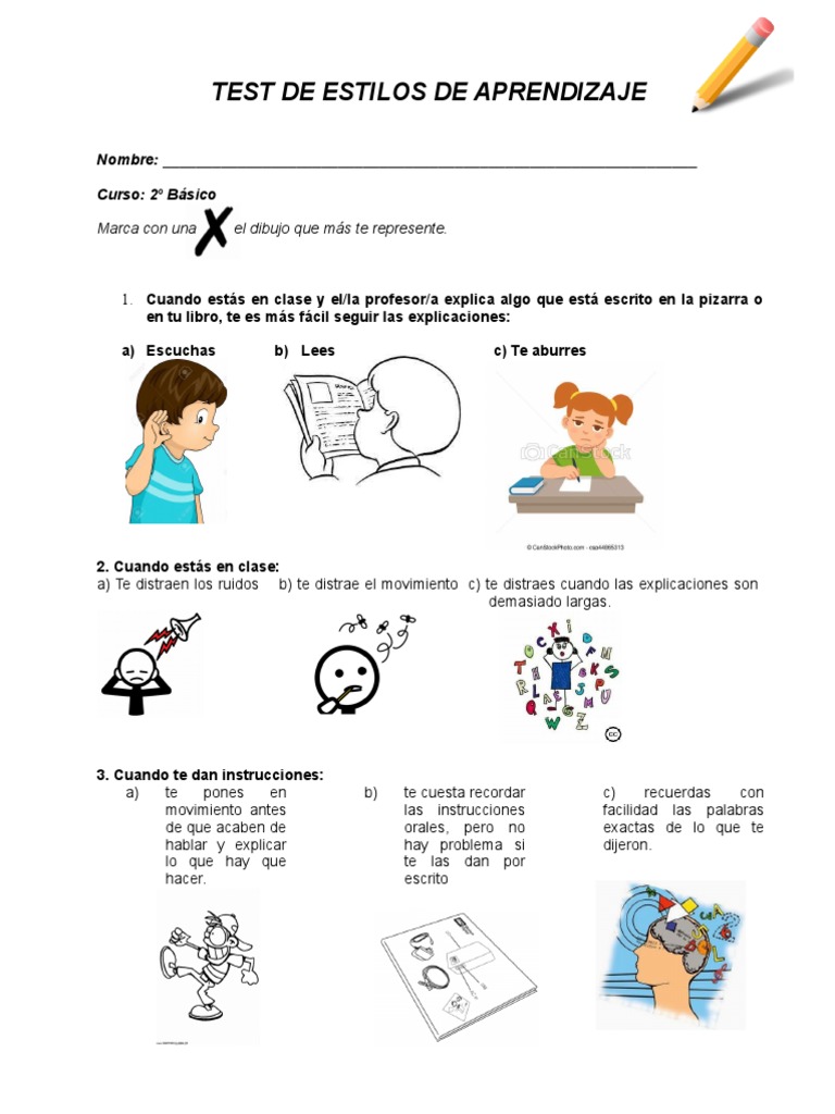 Test de Estilos de Aprendizaje 2º Grado | PDF | Aprendizaje | Sicología