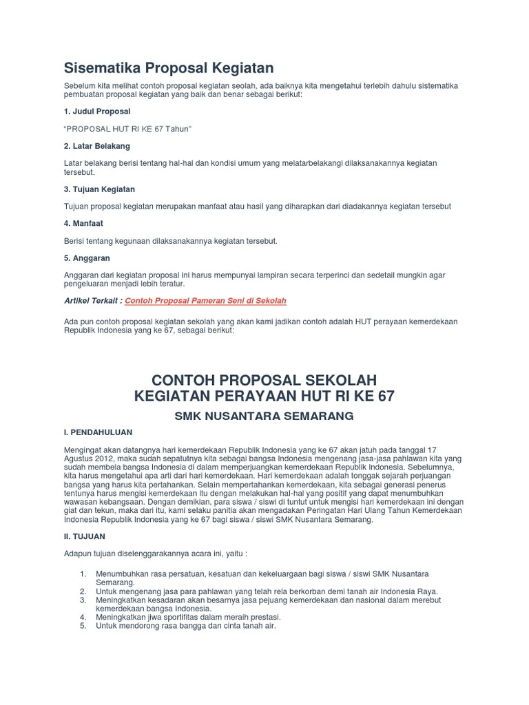 Contoh Proposal Kegiatan Sekolah Pentas Seni Aneka Macam