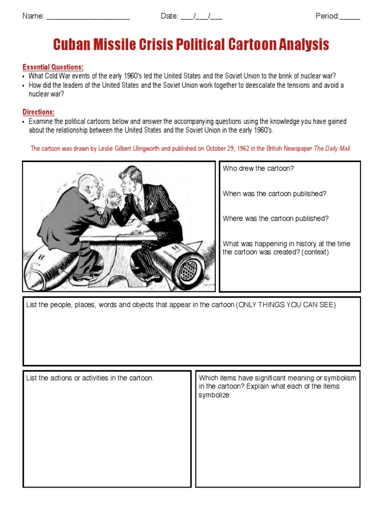 Cuban Missile  Crisis Political Cartoon Analysis  PDF  Cuban With Regard To Political  Cartoon Analysis Worksheet