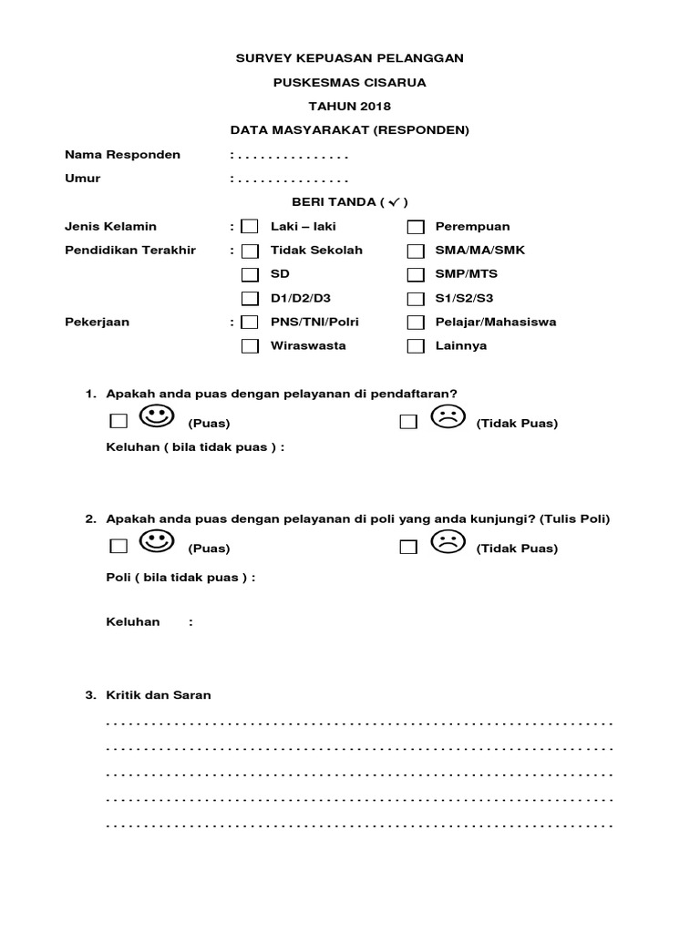 Form Survei Kepuasan Pelanggan