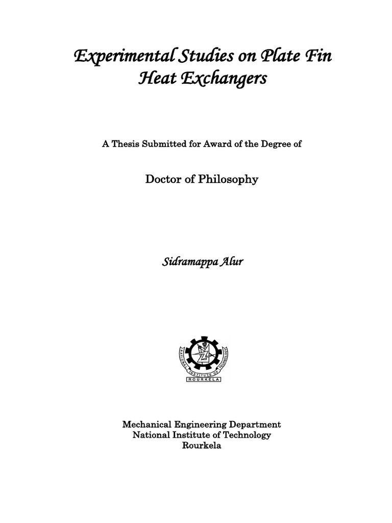 Alur Final Thesis Pdf Heat Exchanger Heat Transfer