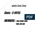 2018 English Oral Test: Class: 5 VOTEC Members