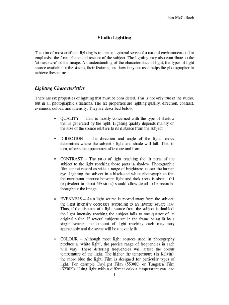 Studio Lighting Techniques Explained | PDF | Flash (Photography) | Lighting