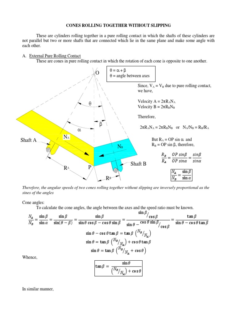 Cones Rolling Together Without Slipping Sine Trigonometric Functions