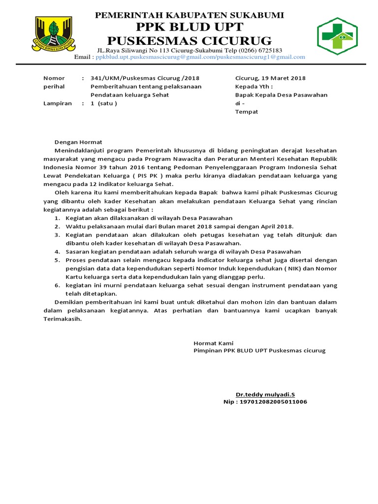 Contoh Surat Pemberitahuan Kegiatan Kepada Kepala Desa ...
