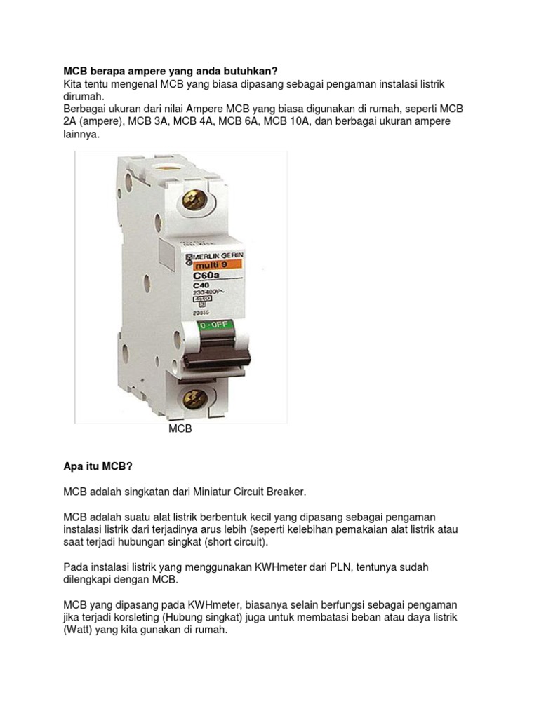 Mcb Berapa Ampere Yang Anda Butuhkan