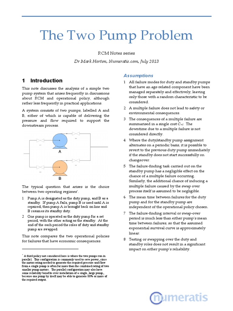 Two Pump Problem PDF | PDF | Pump | Reliability Engineering