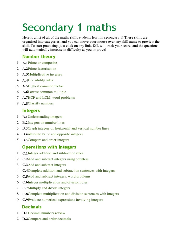 Secondary 1 Maths | Download Free PDF | Fraction (Mathematics) | Area