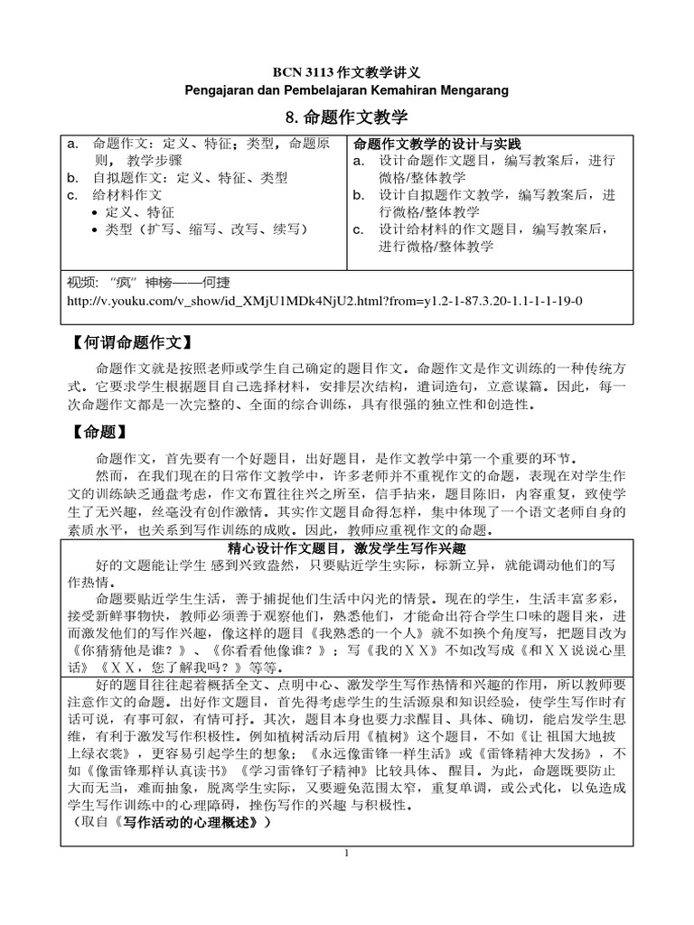 8 命题作文教学 Pdf