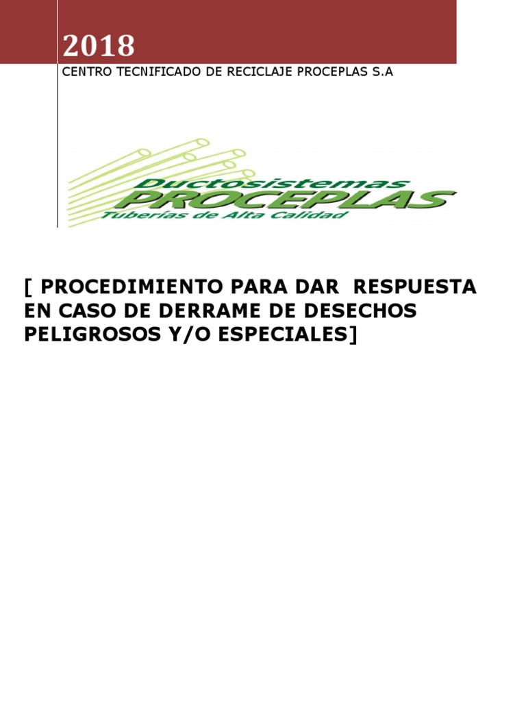 Procedimiento para Derrames Peligrosos | PDF | Residuos | Mercancías ...