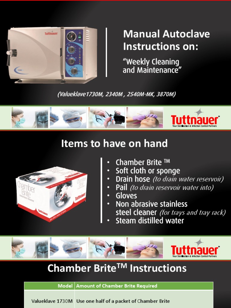 Manual Autoclaves Cleaning Weekly PDF Sterilization (Microbiology
