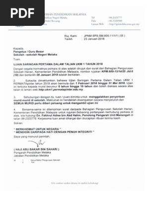 Surat Ujian Saringan Ukm 1 Pdf