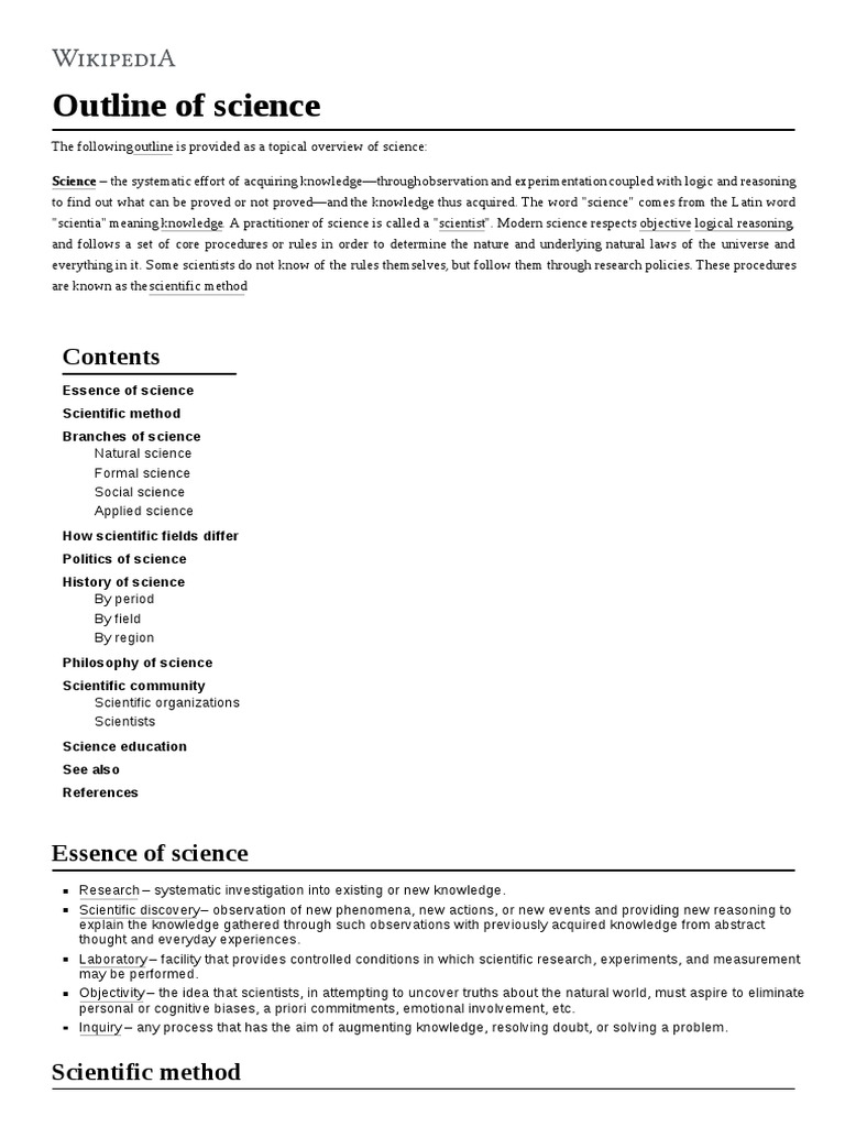 Outline of science Experiment Science