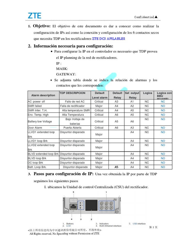 Conexión y Configuración de Alarmas Externas - DC3 ZTE - BBU Ericsson ...