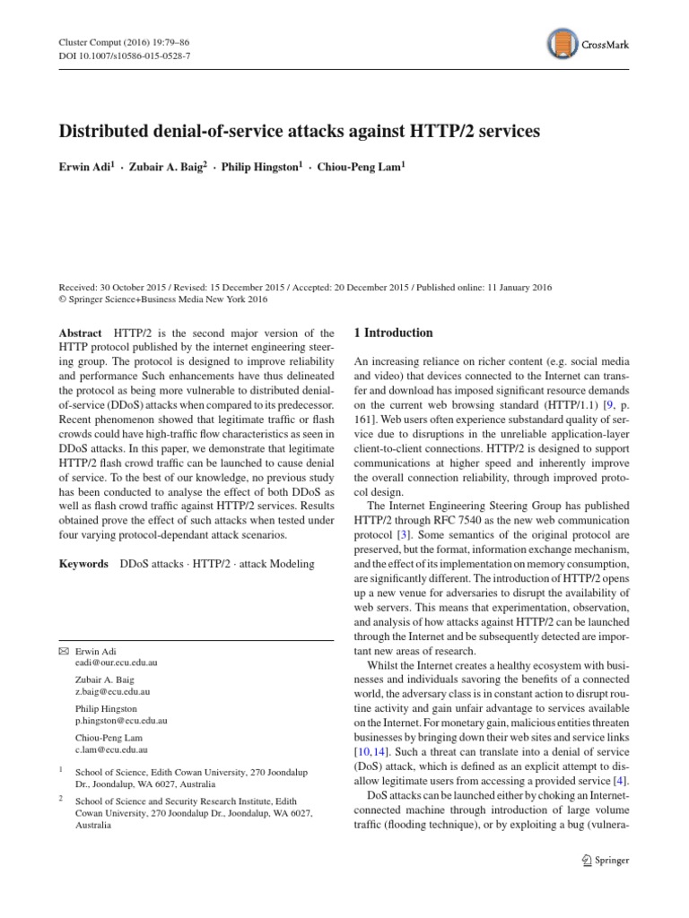 Distributed Denial-Of-Service Attacks Against HTTP/2 Services | PDF ...